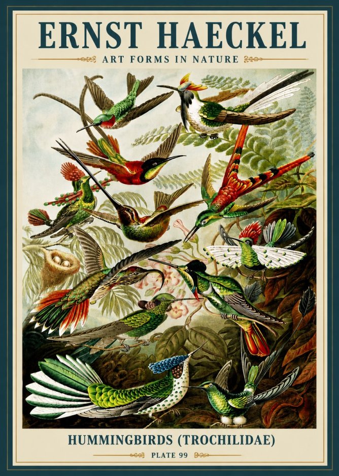Ernst Haeckel Trochilidae - Hummingbirds No6 - Juliste