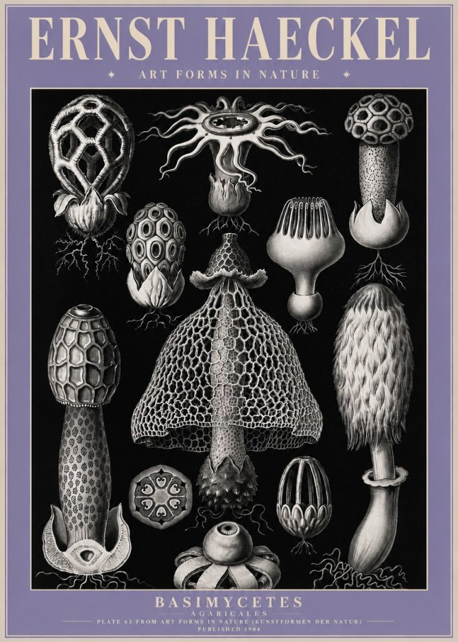 Ernst Haeckel Basimycetes Agaricales No4 - Juliste