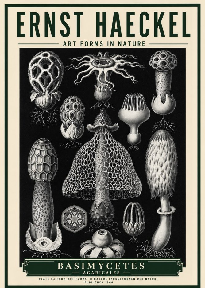 Ernst Haeckel Basimycetes Agaricales No5 - Juliste