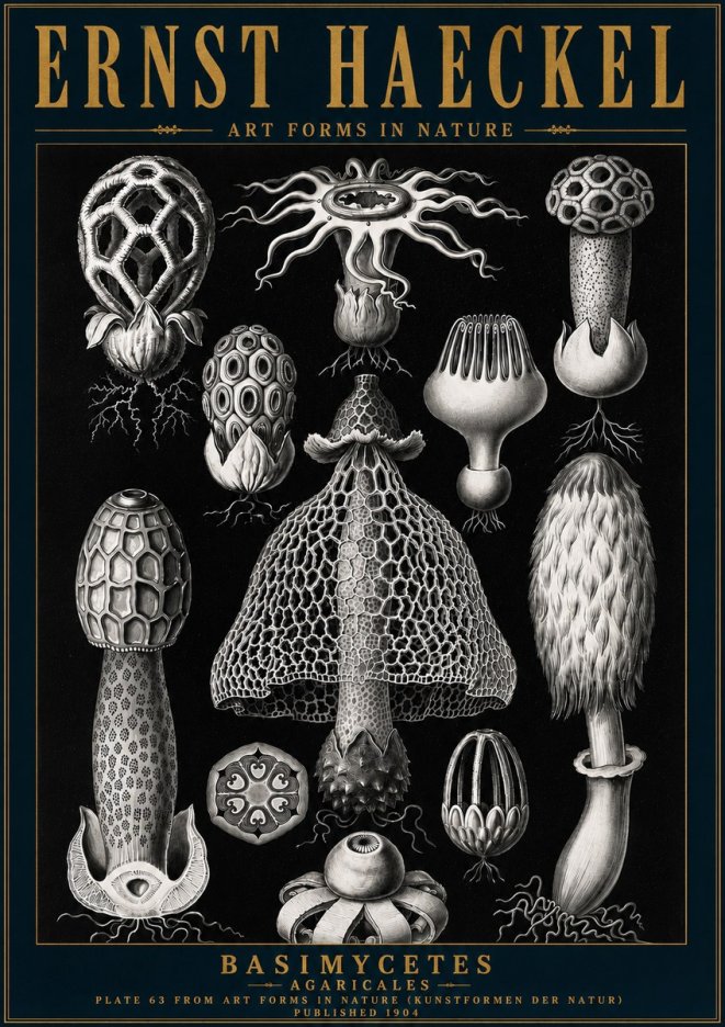 Ernst Haeckel Basimycetes Agaricales No6 - Juliste