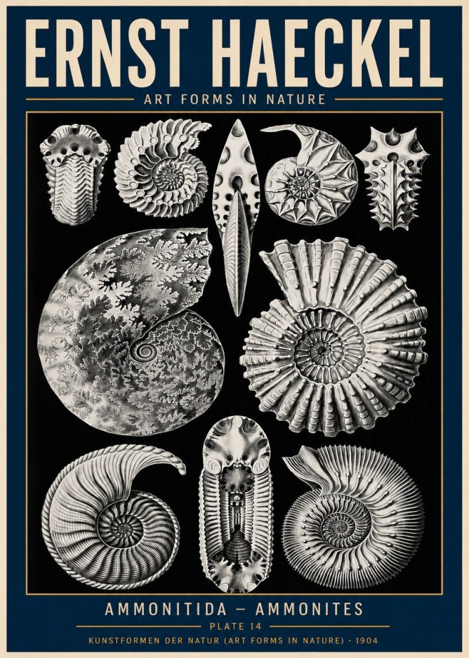 Ernst Haeckel Ammonitida - Ammonites No6 - Juliste