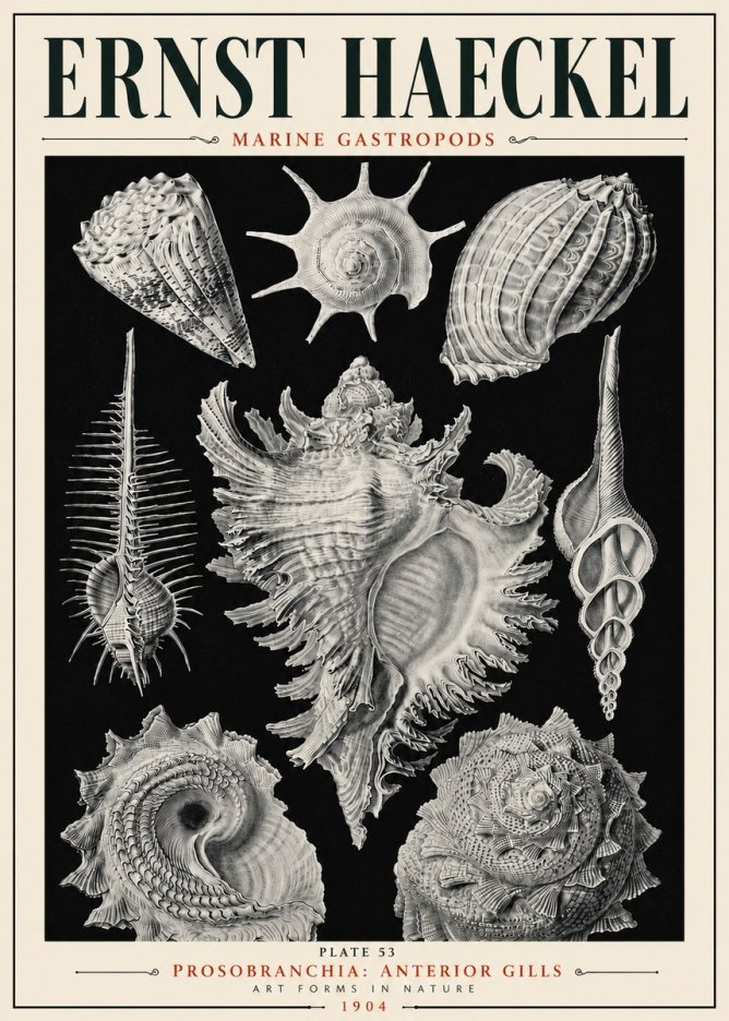 Ernst Haeckel Prosobranchia - Marine Gastropods No6 - Juliste