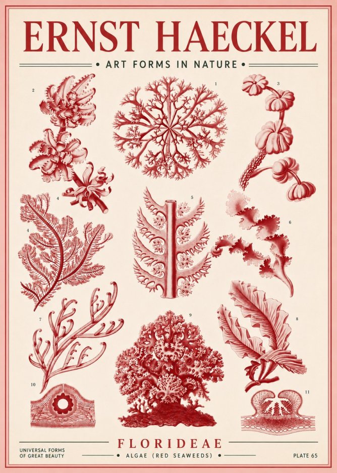 Ernst Haeckel Florideae (Red Seaweeds) No4 - Juliste