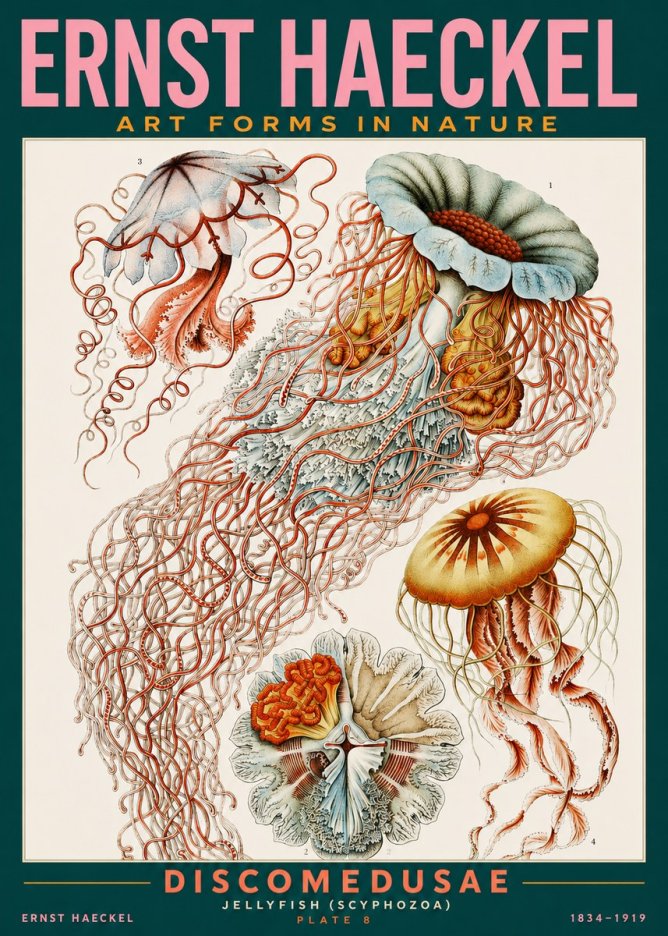 Ernst Haeckel Discomedusae — Jellyfish No2 - Juliste