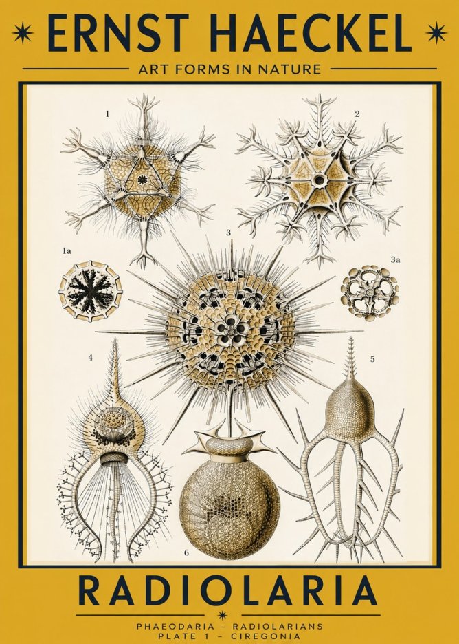 Ernst Haeckel Radiolaria - Plate 1 - Ciregonia No2 - Juliste