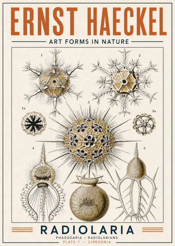 Ernst Haeckel Radiolaria - Plate 1 - Ciregonia No4 - Juliste