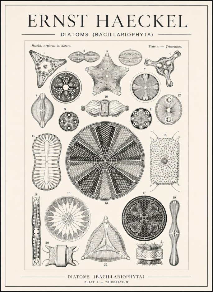 Ernst Haeckel Diatoms (Bacillariophyta) Plate 4 – Triceratium No1 - Juliste