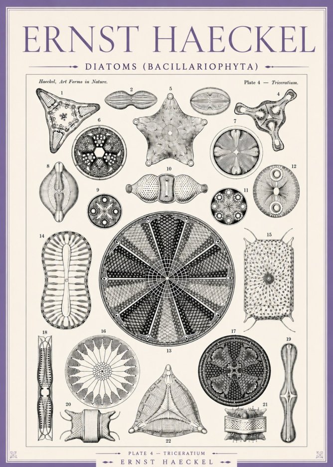 Ernst Haeckel Diatoms (Bacillariophyta) Plate 4 – Triceratium No3 - Juliste