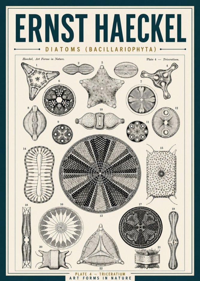 Ernst Haeckel Diatoms (Bacillariophyta) Plate 4 – Triceratium No5 - Juliste