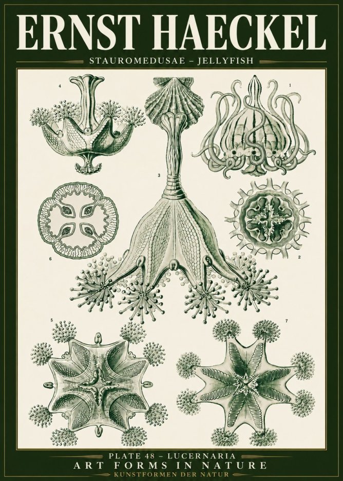 Ernst Haeckel Stauromedusae – Jellyfish No5 - Juliste