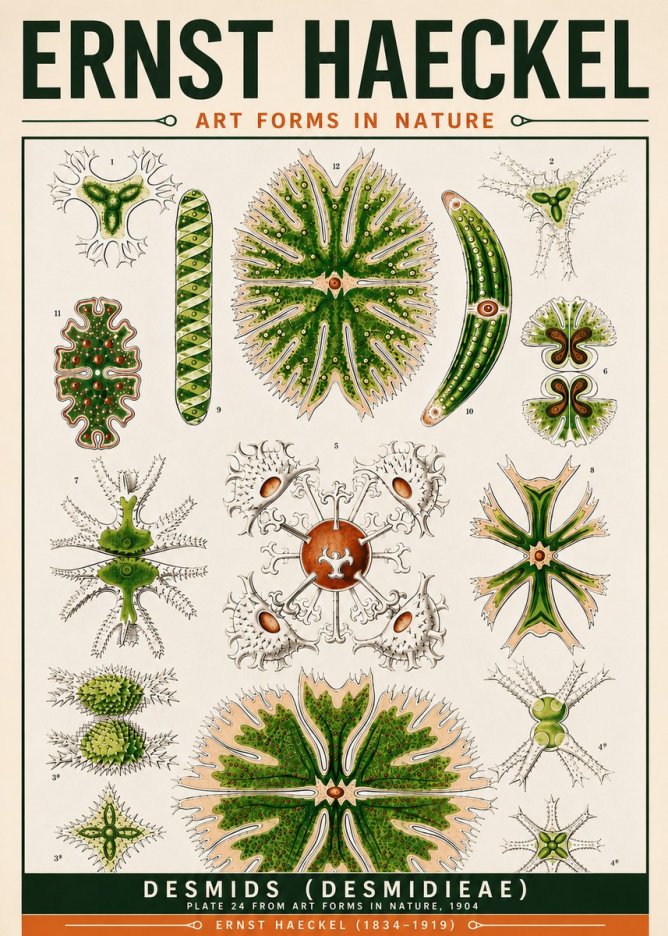 Ernst Haeckel Desmids (Desmidieae) No6 - Juliste