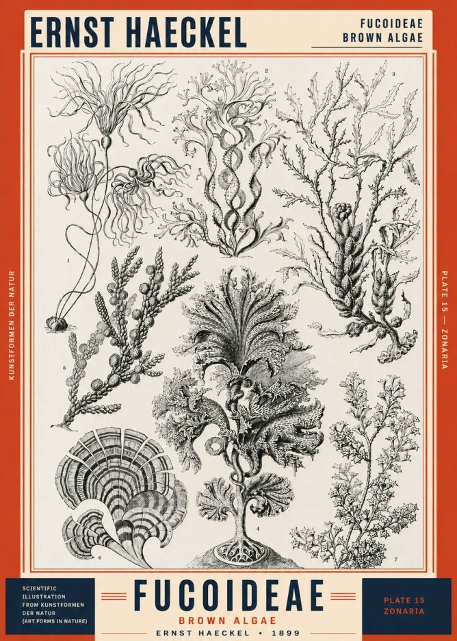 Ernst Haeckel Fucoideae - Brown Algae No2 - Juliste