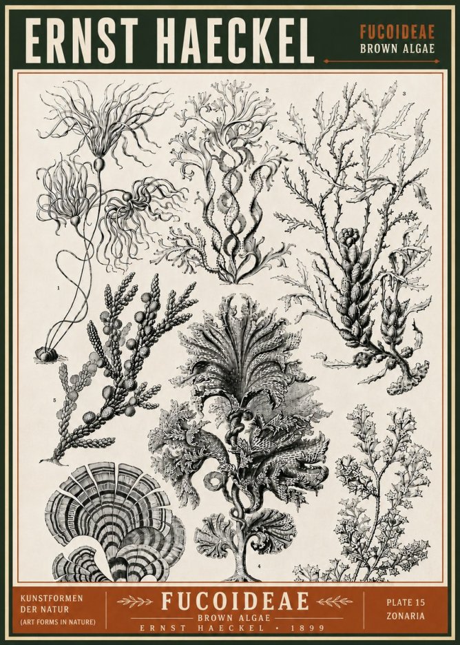 Ernst Haeckel Fucoideae - Brown Algae No6 - Juliste