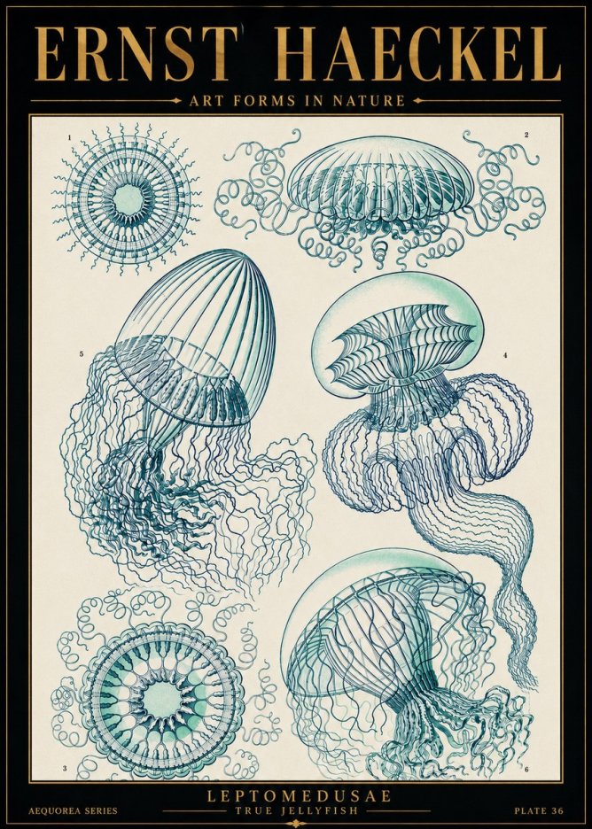 Ernst Haeckel Leptomedusae True Jellyfish No5 - Juliste