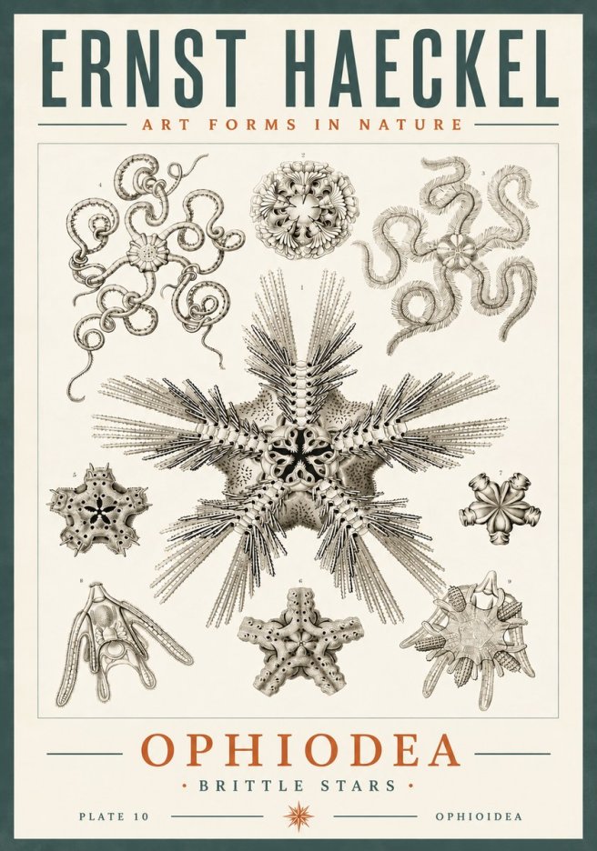 Ernst Haeckel Ophiodea - Brittle Stars I No6 - Juliste