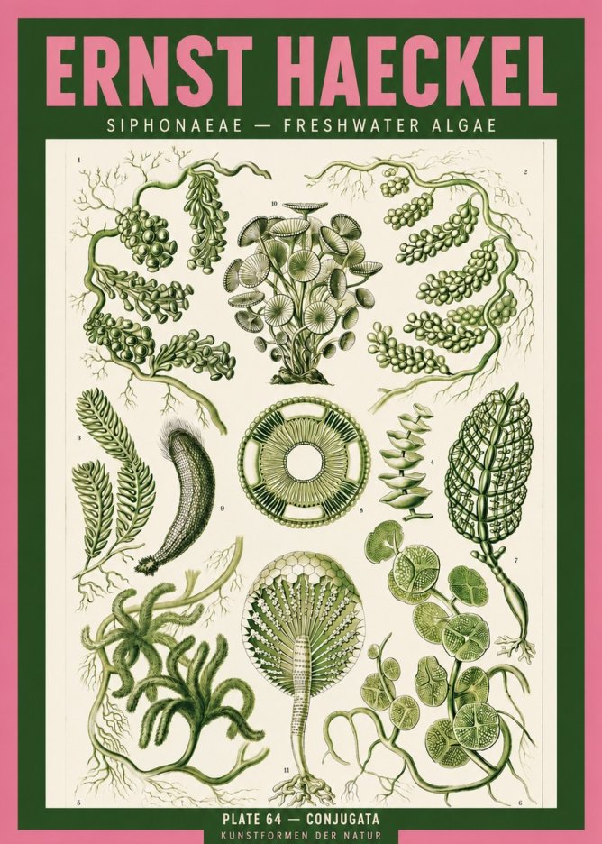Ernst Haeckel Siphonaceae - Freshwater Algae No2 - Juliste