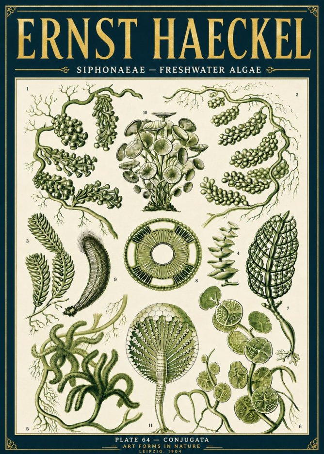 Ernst Haeckel Siphonaceae - Freshwater Algae No6 - Juliste