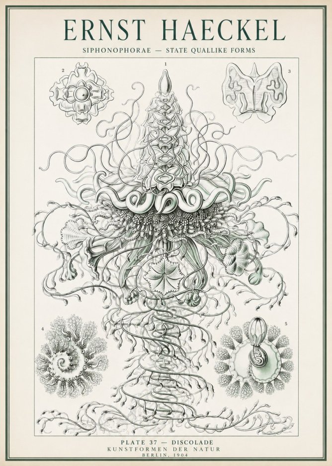 Ernst Haeckel Siphonophorae – State Quallike Forms No1 - Juliste