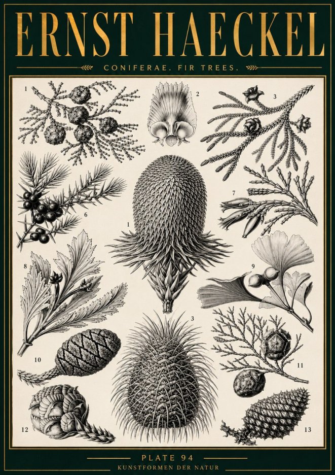 Ernst Haeckel Coniferae. Fir Trees. No4 - Juliste
