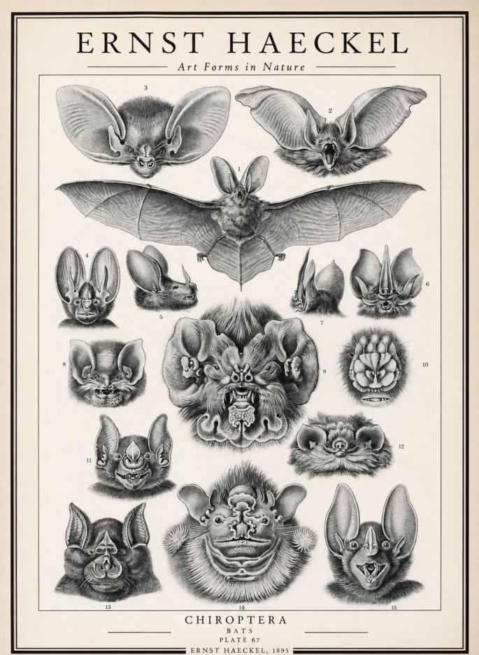 Ernst Haeckel Chiroptera Bats No3 - Juliste