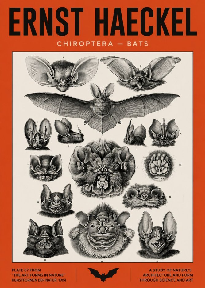 Ernst Haeckel Chiroptera Bats No5 - Juliste