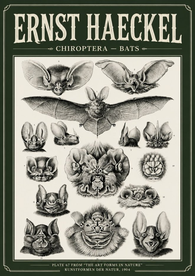 Ernst Haeckel Chiroptera Bats No6 - Juliste