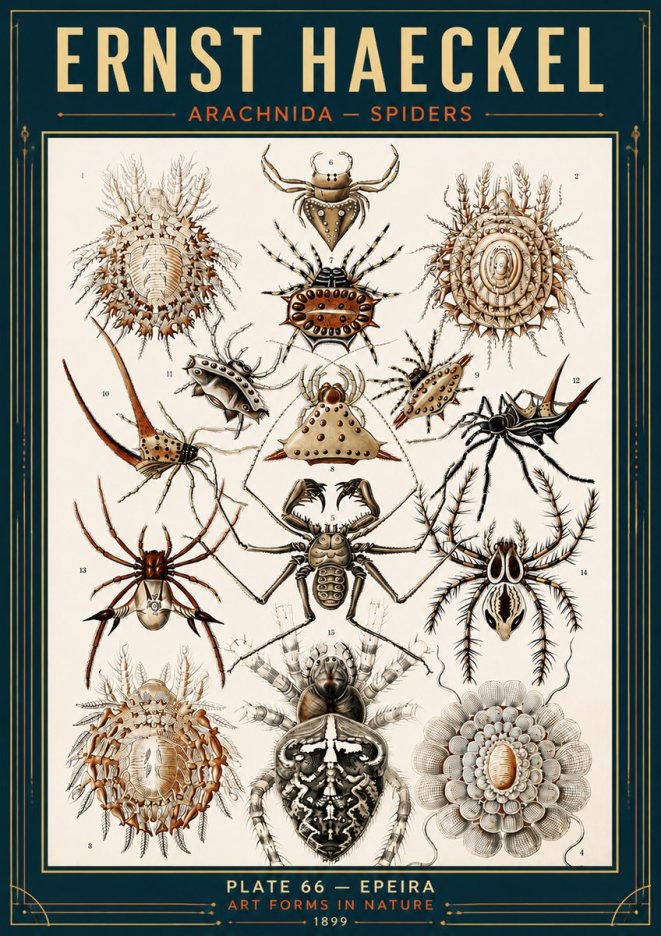 Ernst Haeckel Arachnida — Spiders No6 - Juliste
