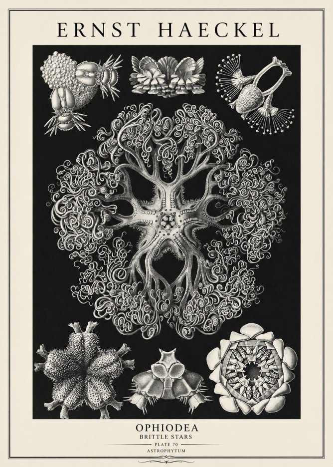 Ernst Haeckel Ophiodea - Brittle Stars II No3 - Juliste