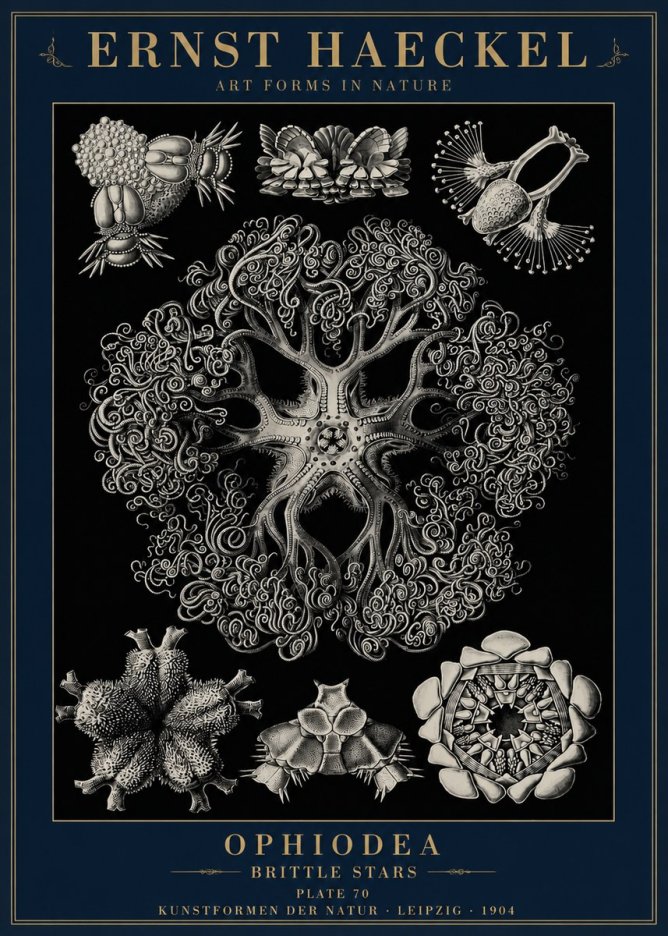 Ernst Haeckel Ophiodea - Brittle Stars II No6 - Juliste