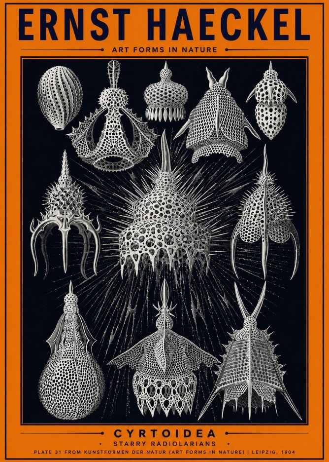 Ernst Haeckel Cyrtoidea - Starry Radiolarians No2 - Juliste