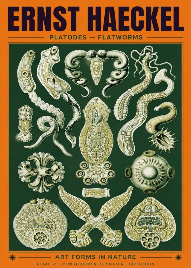Ernst Haeckel Platodes – Flatworms No6 - Juliste