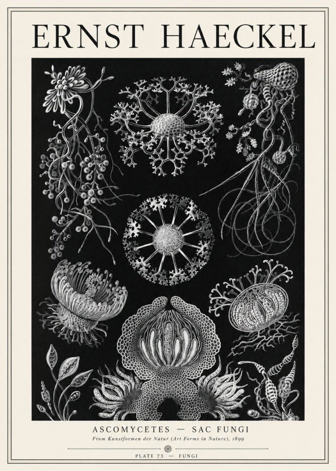 Ernst Haeckel Ascomycetes — Sac Fungi No1 - Juliste