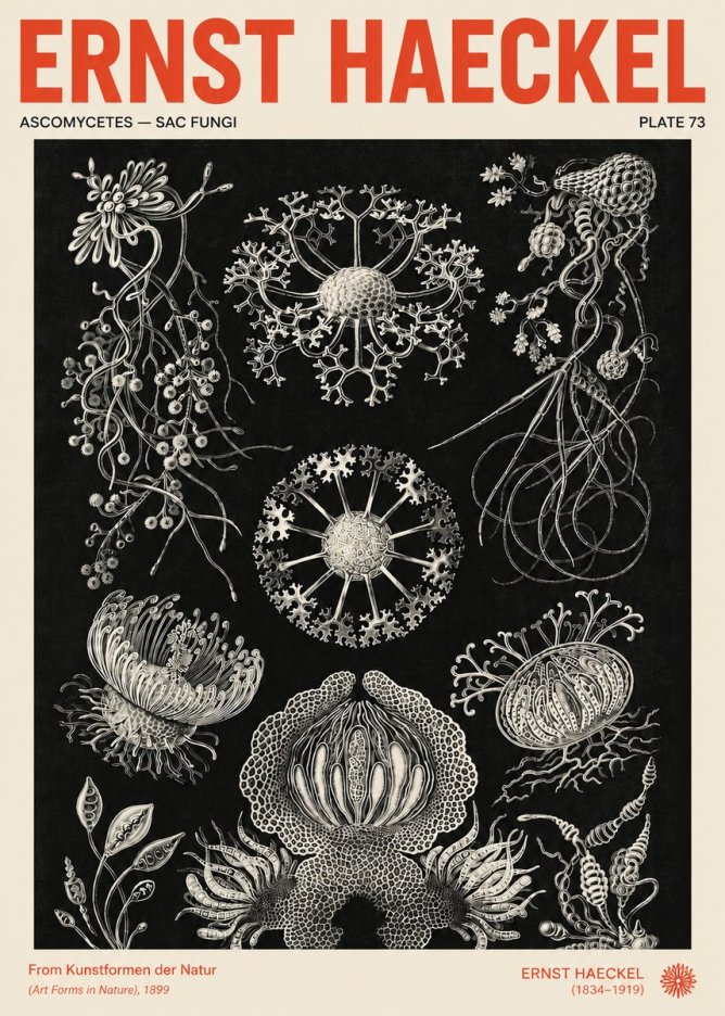 Ernst Haeckel Ascomycetes — Sac Fungi No4 - Juliste