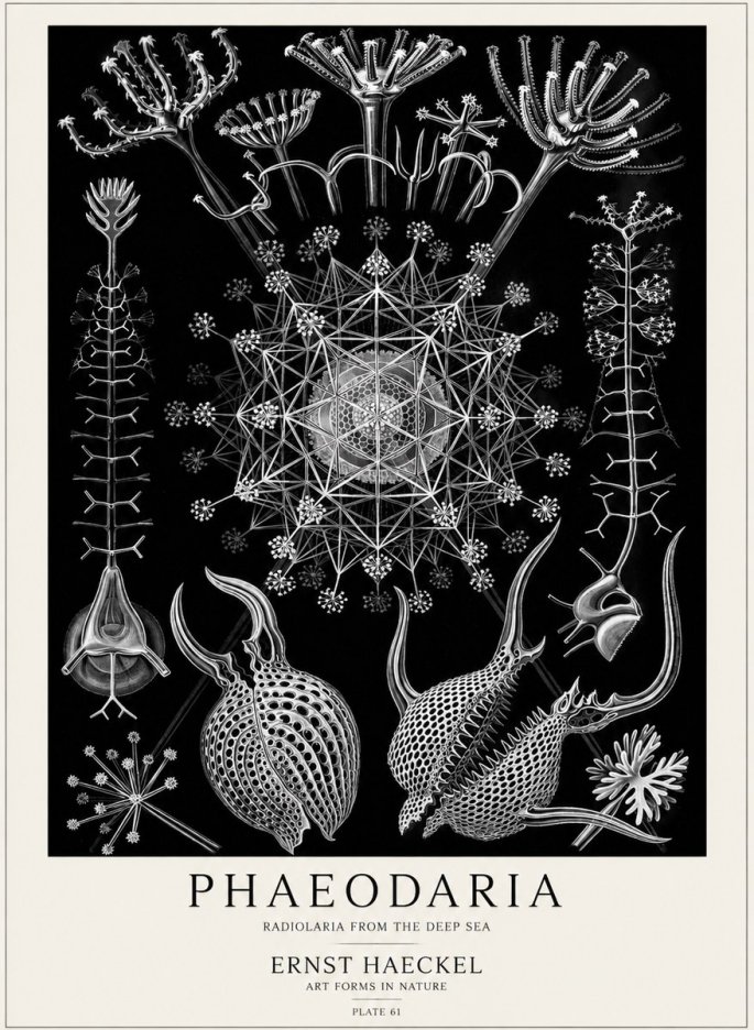 Ernst Haeckel Phaeodaria Radiolarians - Plate 61 No5 - Juliste