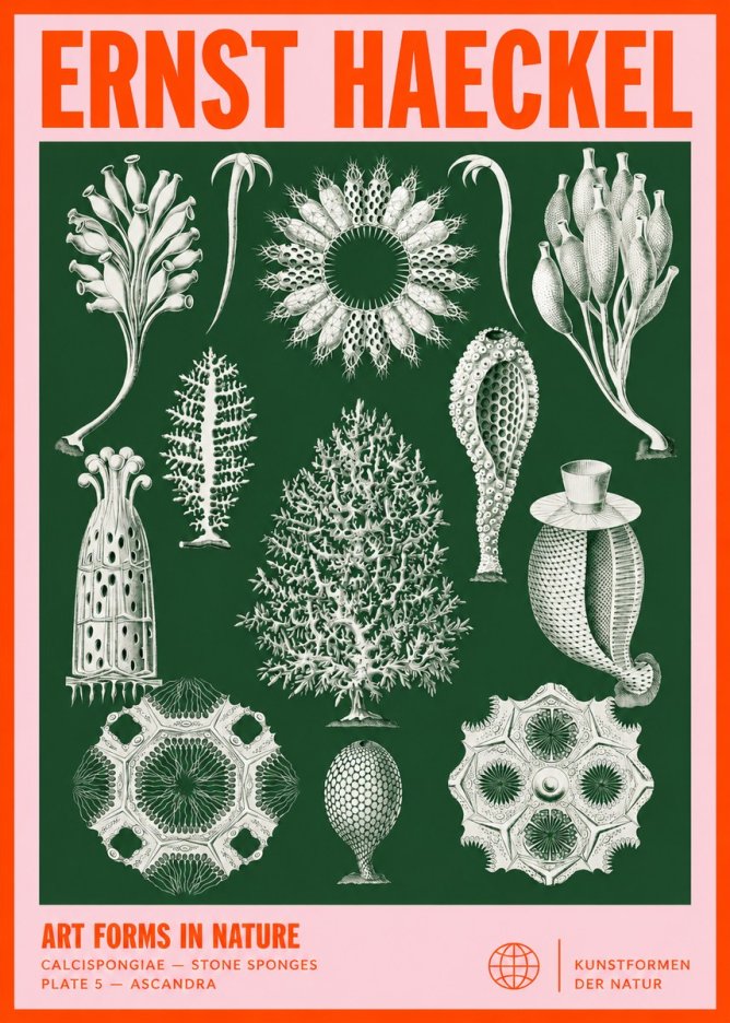 Ernst Haeckel Calcispongiae - Calcisponiges - Plate 5 - Asconia No4 - Juliste