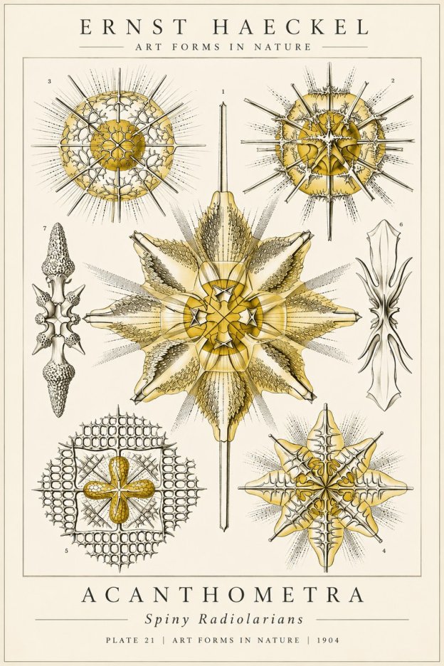 Ernst Haeckel Acanthometra - Star Radiolarians No6 - Juliste