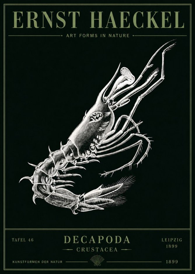Ernst Haeckel Decapoda the Crustaceans No5 - Juliste