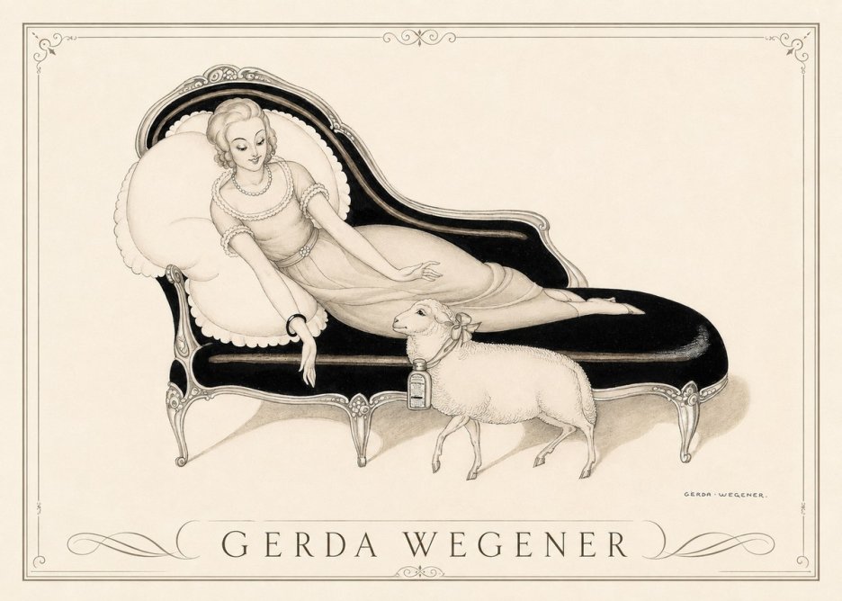 Gerda Wegener Lady with Lamb No3 - Juliste
