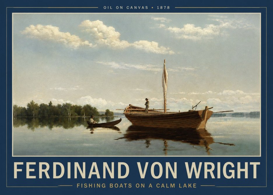 Ferdinand von Wright Fishing Boats on a Calm Lake. 1878. No2 - Juliste