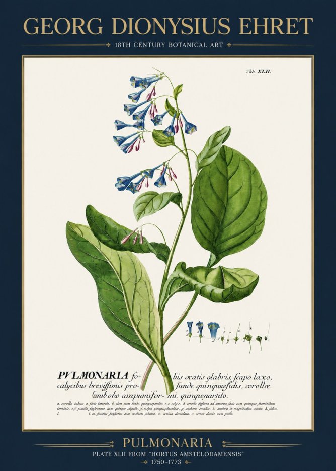 Georg Dionysius Ehret Pulmonaria No3 - Juliste