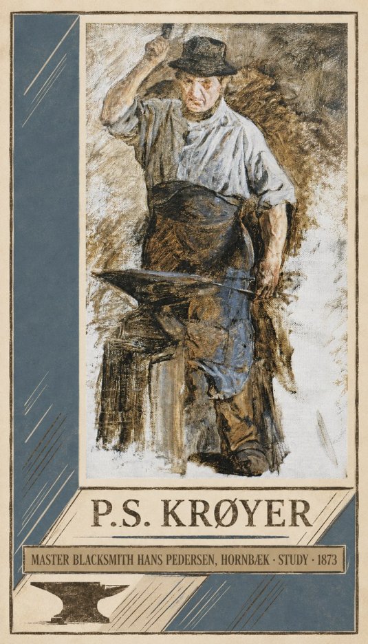 P.S. Krøyer Master Blacksmith Hans Pedersen, Hornbaek · Study · 1873 No3 - Juliste