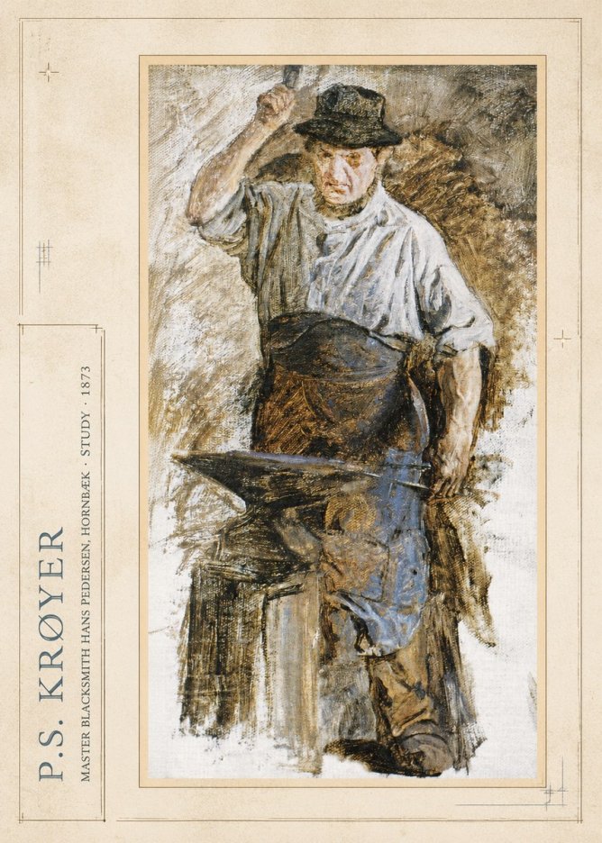 P.S. Krøyer Master Blacksmith Hans Pedersen, Hornbaek · Study · 1873 No4 - Juliste