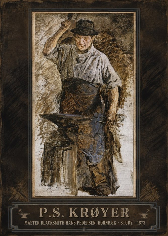 P.S. Krøyer Master Blacksmith Hans Pedersen, Hornbaek · Study · 1873 No5 - Juliste