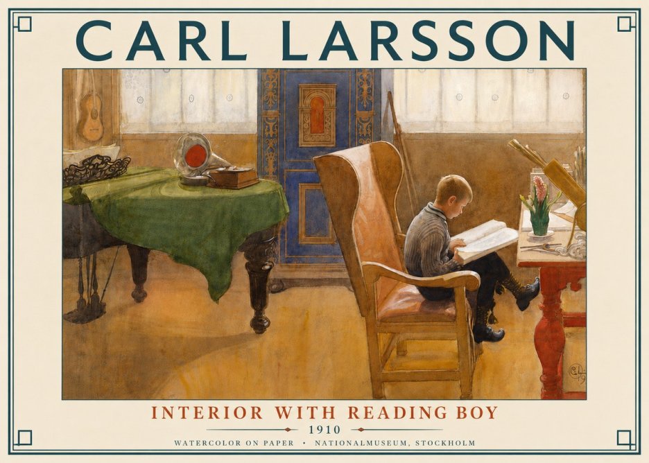 Carl Larsson Interior with Reading Boy No4 - Juliste