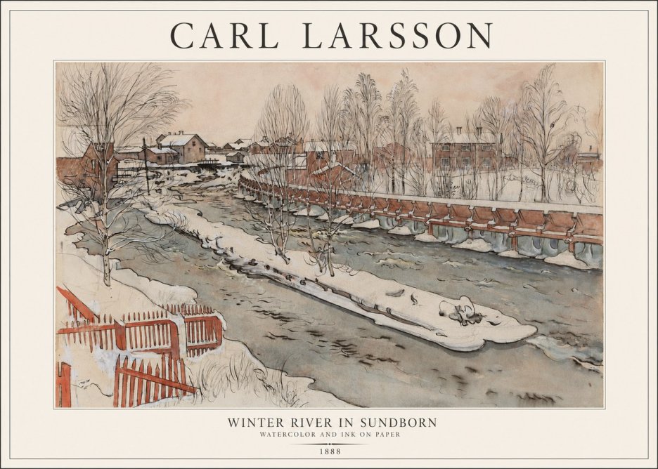 Carl Larsson Winter River in Sundborn No1 - Juliste