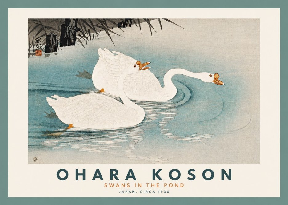 Ohara Koson Two Swans No5 - Juliste