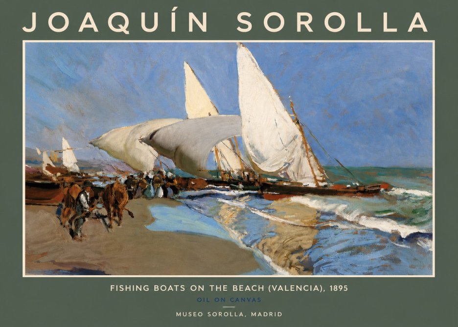 Sorolla Fishing Boats on the Beach (Valencia), 1895 No5 - Juliste