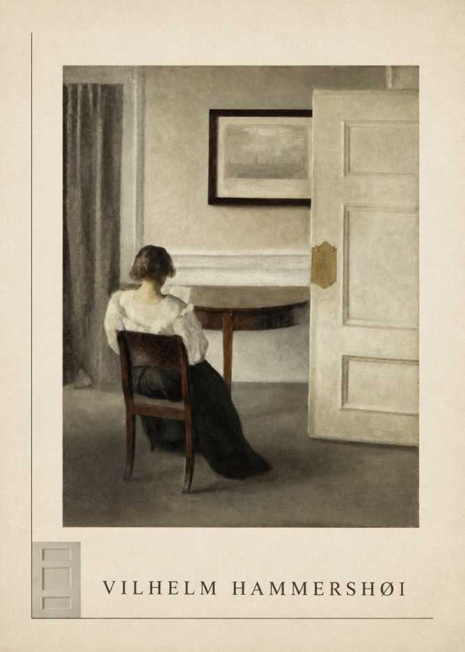 Vilhelm Hammershøi Interior with a Woman, Strandgade 30 No6 - Juliste
