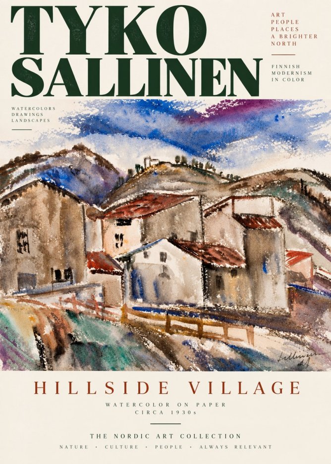 Tyko Sallinen Hillside Village No4 - Juliste