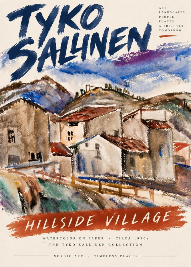 Tyko Sallinen Hillside Village No5 - Juliste